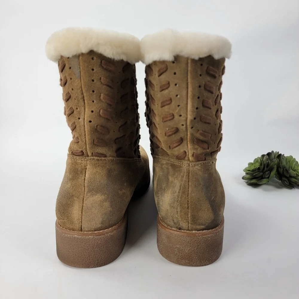 ABEO Pro Women's Bristol Sheepskin Lined Suede Boot in Tan Size 10